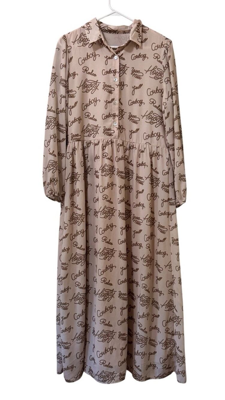 Turquoise Haven‎ Women Sz Small Lined Maxi Dress Western Country Cowgirl Prairie